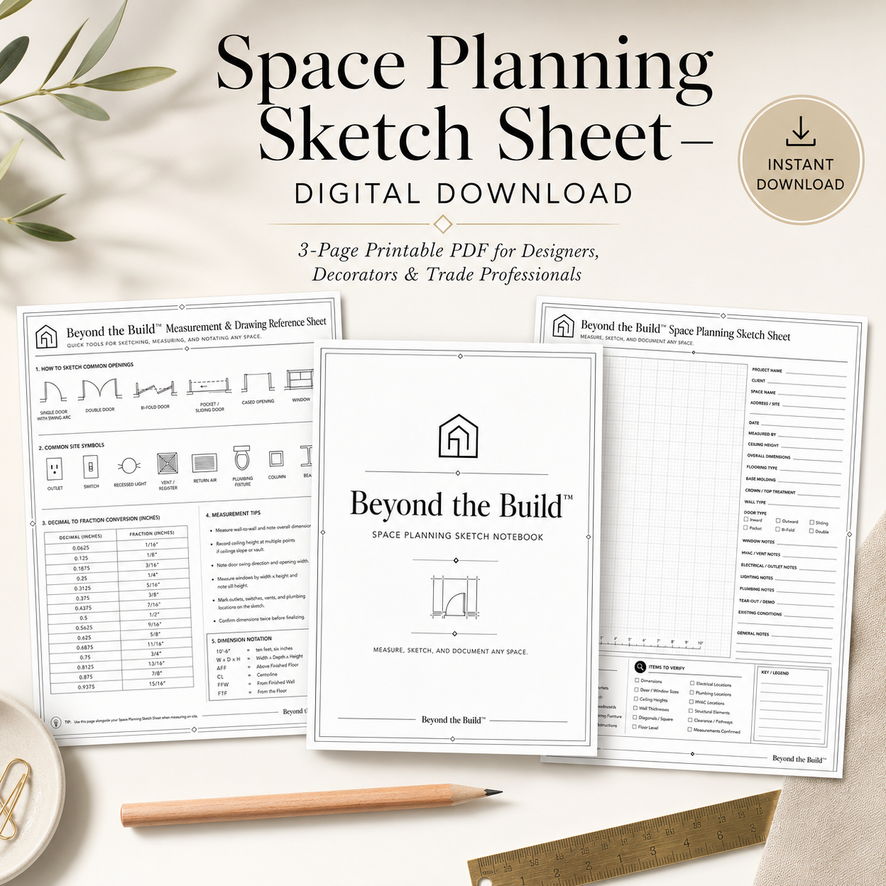 Space Planning Sketch Sheet — Digital Download